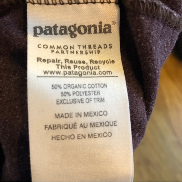 PATAGONIA Brown Short Sleeve Spell Out T-shirt Tee. - Picture 4 of 5